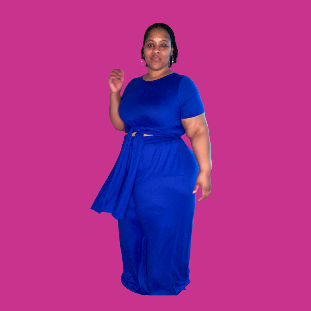 Curvy 2-piece Pant set - "Blue Magic"