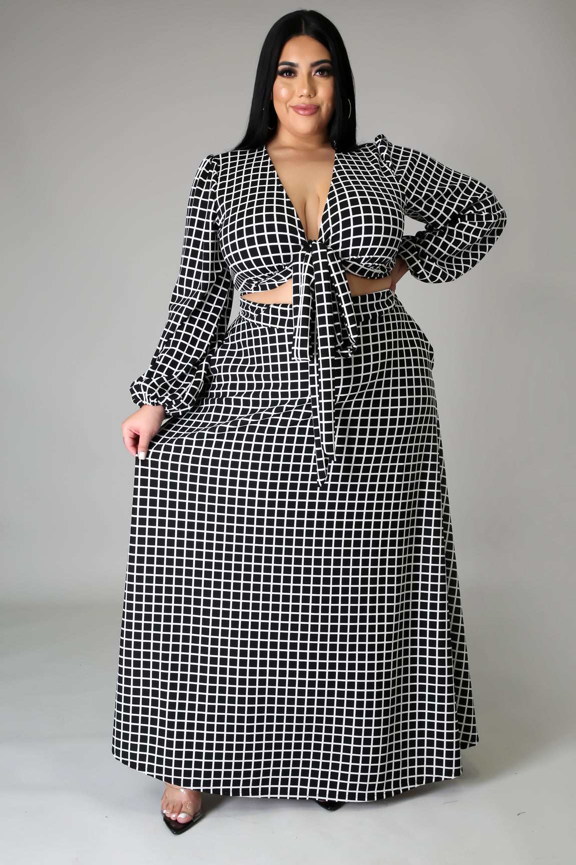 Checkered Skirt Set