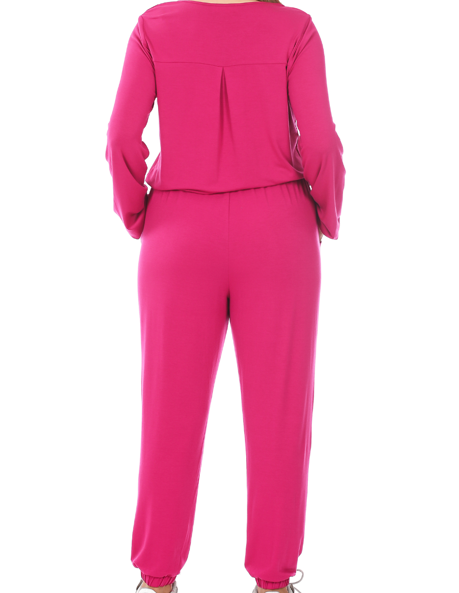 Curvy Long Sleeve Jogger Jumpsuit with POCKETS